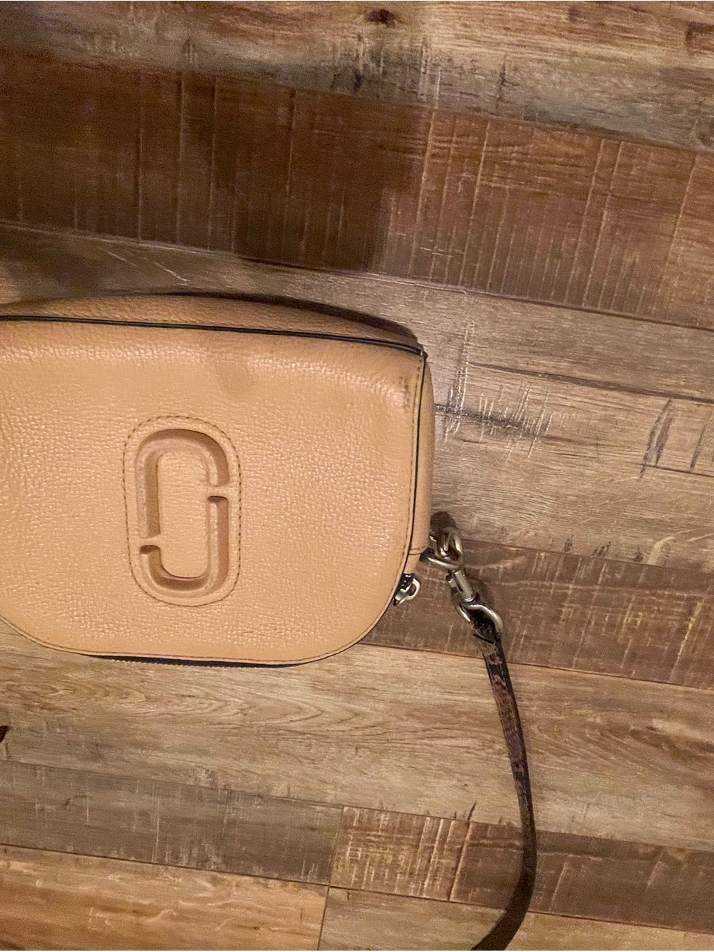 Marc Jacobs Tan Leather Camera Crossbody with Signature Logo